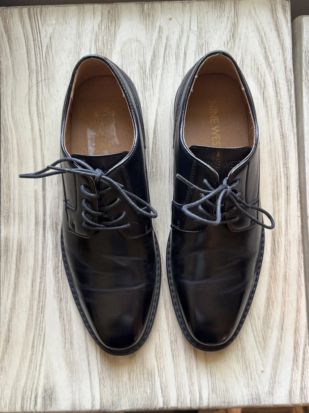 Nine West Men’s Black Lace Up Dress Shoes Size 10 Classic Oxford DVAKAR